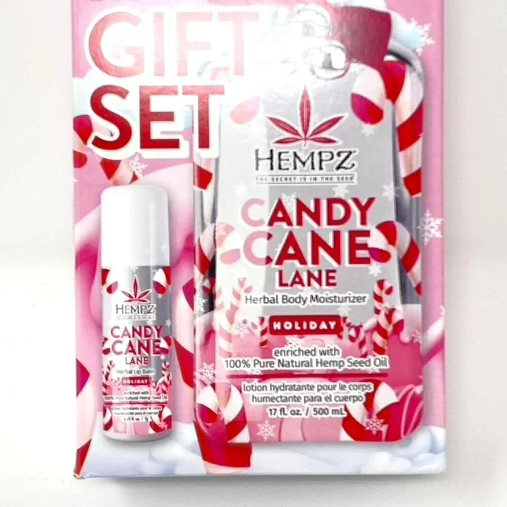 HEMPZ Candy Cane Lane Gift Set Limited Edition Body Lotion Lip Balm
